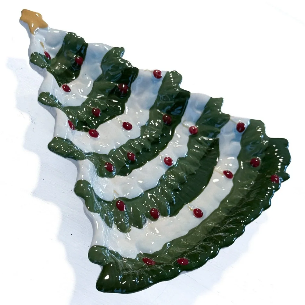 Park Designs Teresa Kogut Christmas Joys Ceramic Tree Trivet Spoon Rest Folk Art